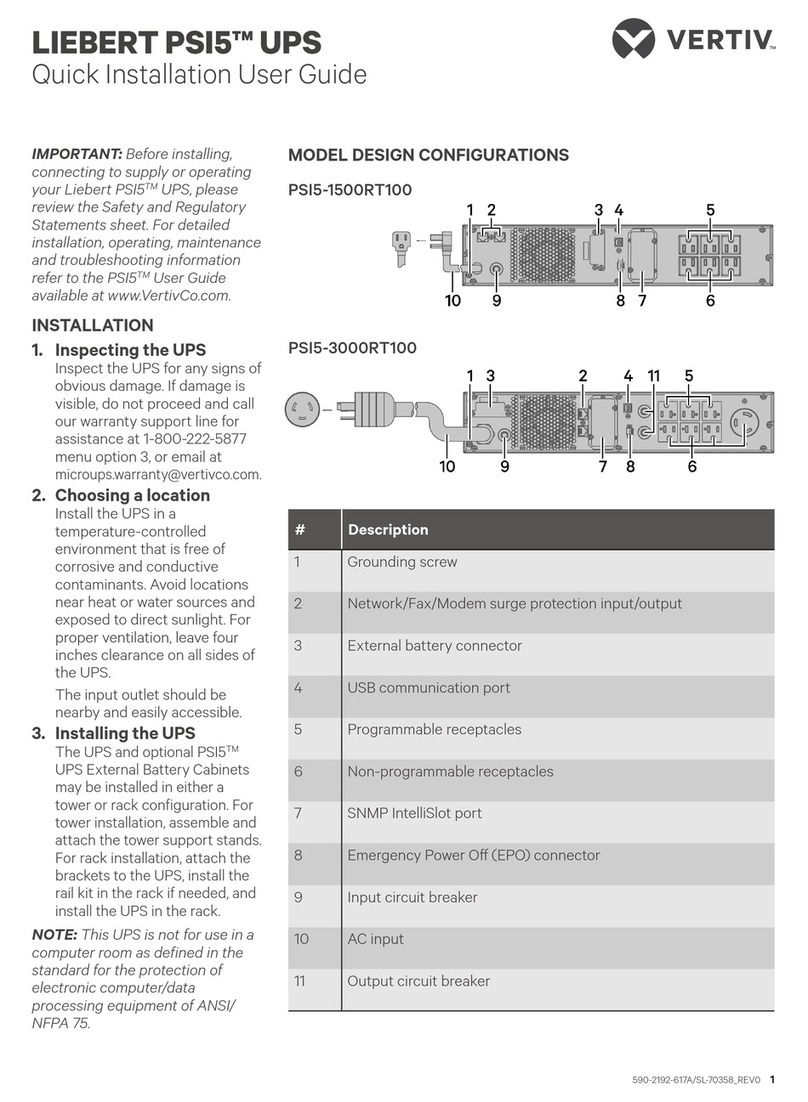 Vertiv LIEBERT PSI5 Series Quick installation user's guide