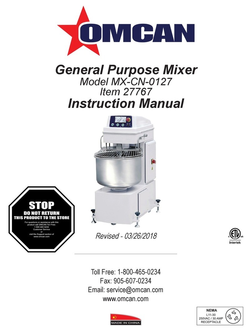 Omcan MX-CN-0127 User manual