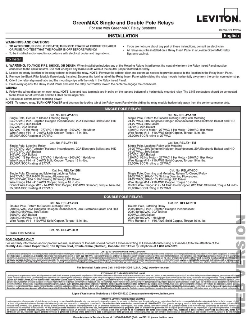 Leviton GreenMAX RELAY-1TB User manual