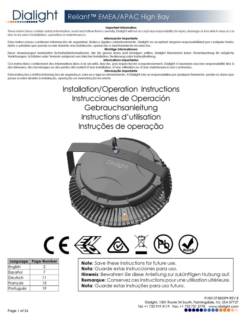 Dialight Reliant Installation & operation instructions