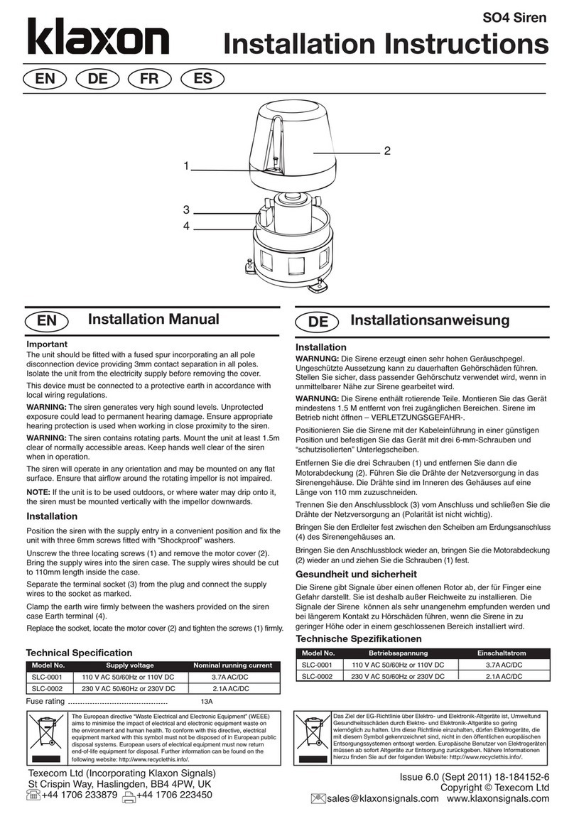 Klaxon SO4 Series User manual