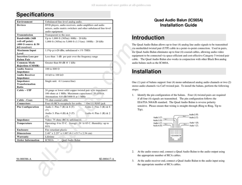 Black Box Quad Audio Balun installation guide