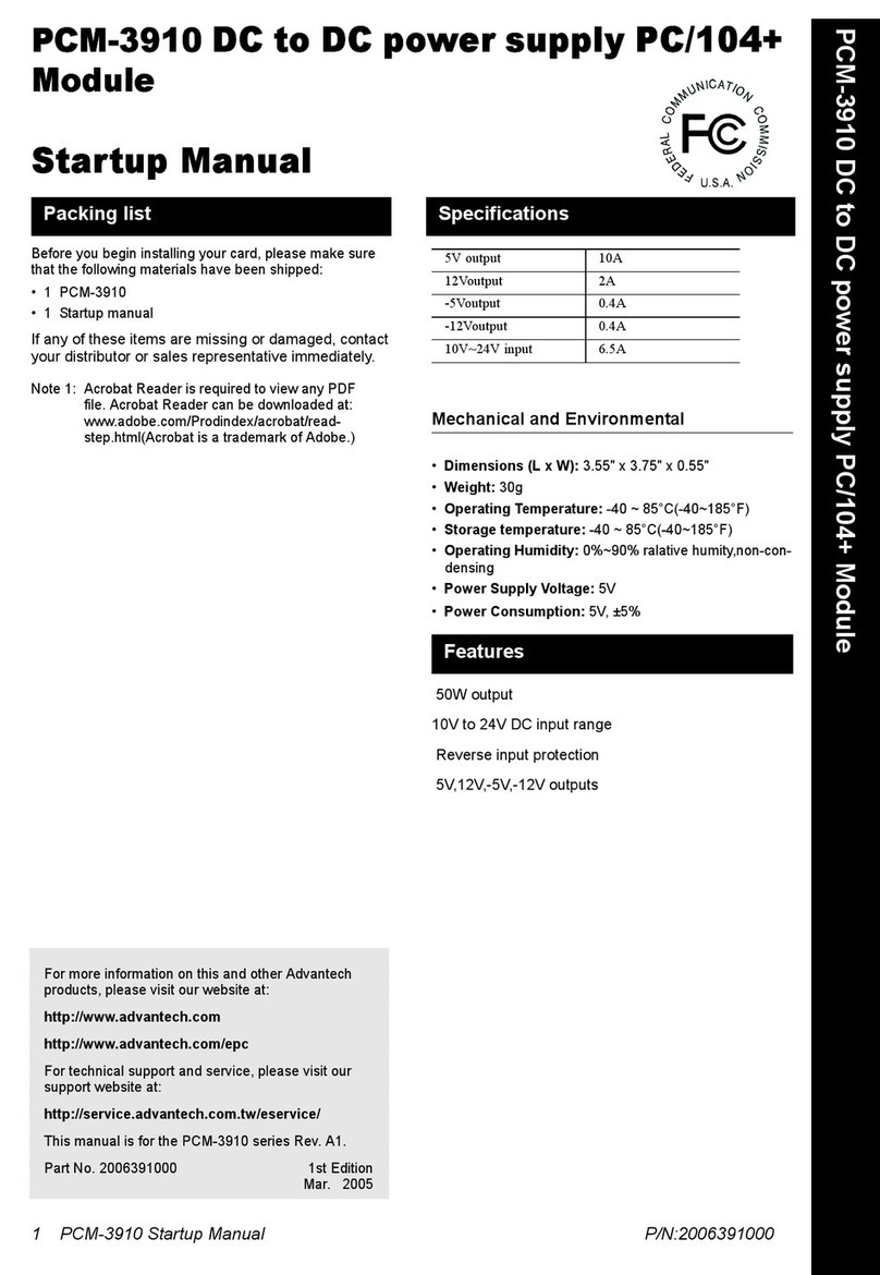 Advantech PCM-3910 Installation and operation manual