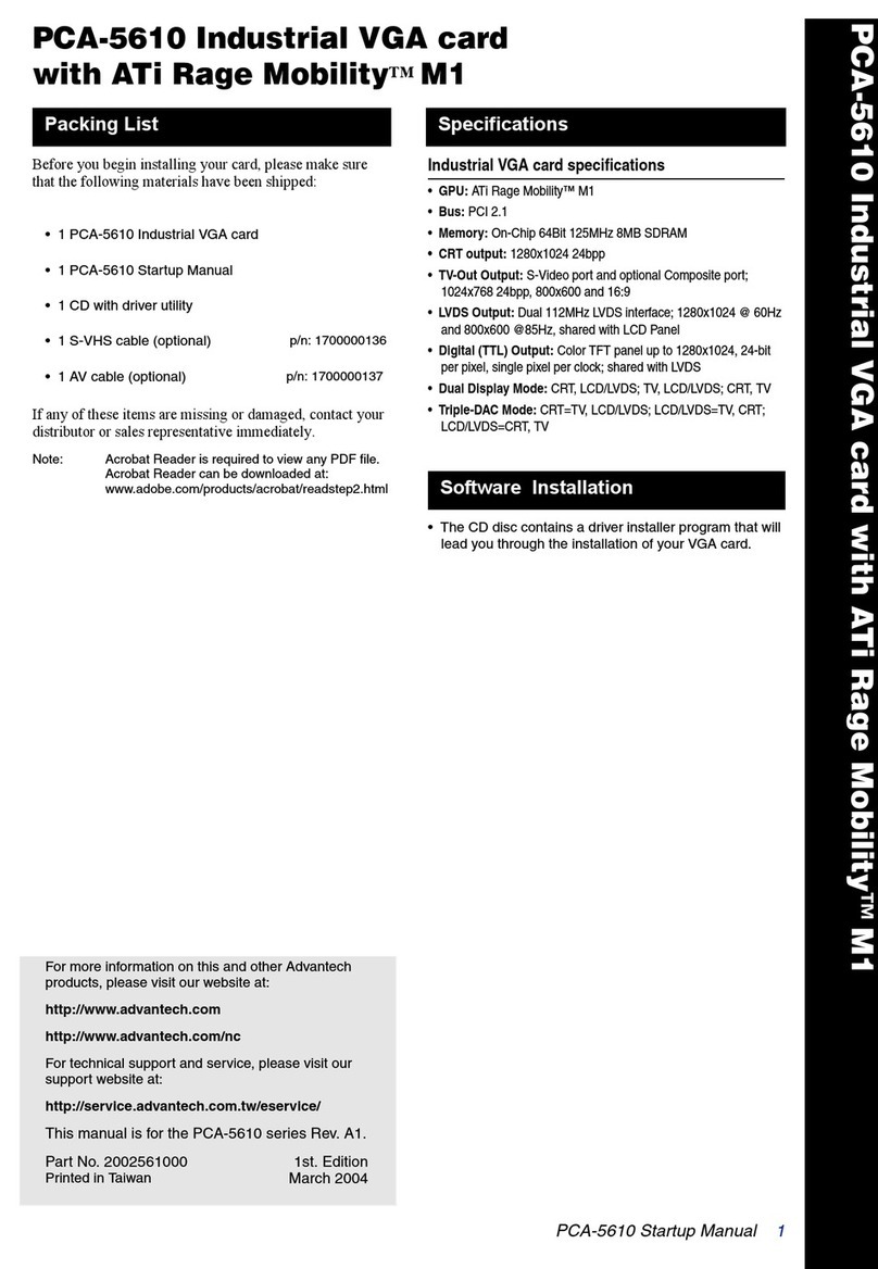 Advantech PCA-5610 Startup manual