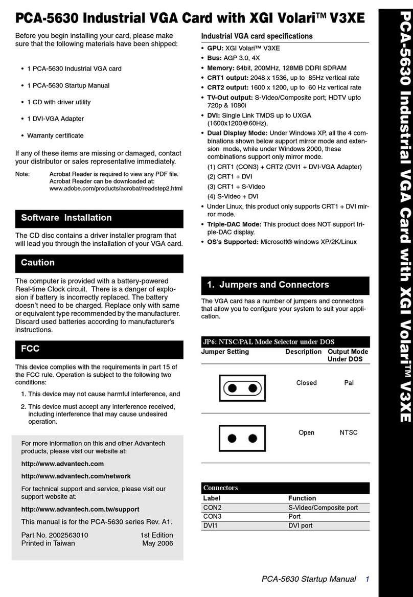 Advantech PCA-5630 Startup manual