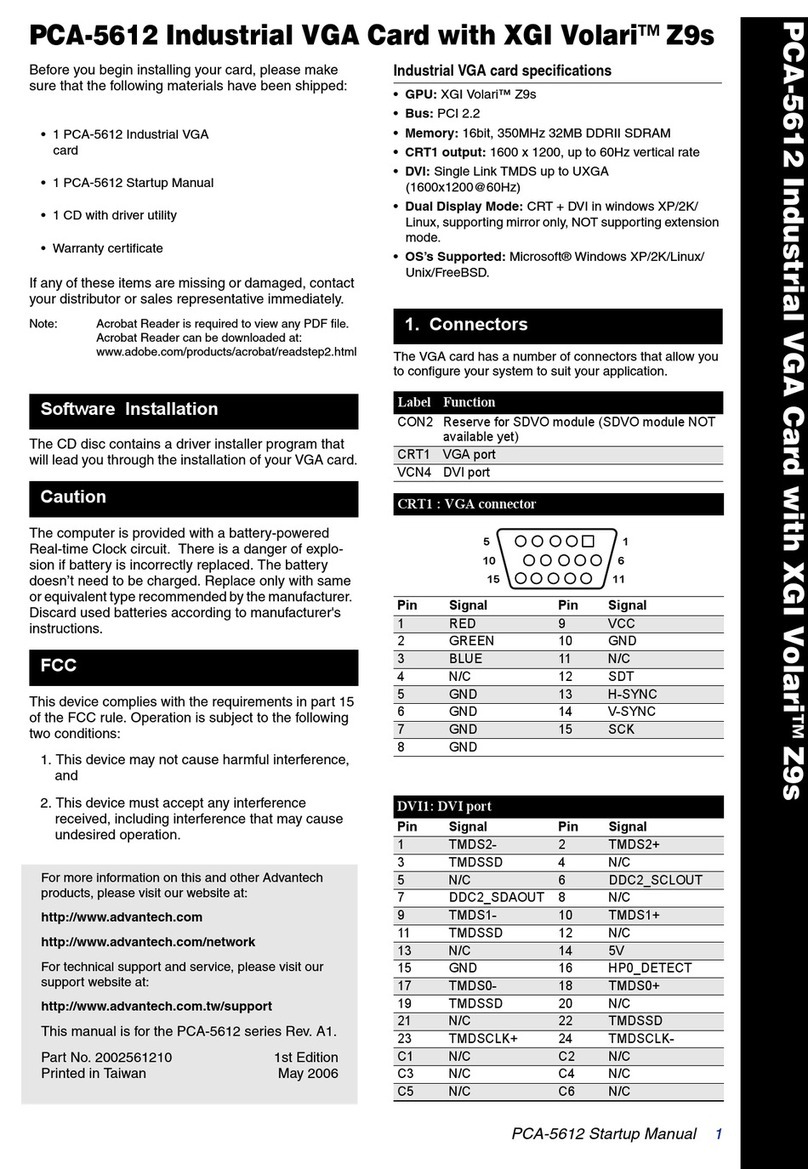 Advantech PCA-5612 Startup manual