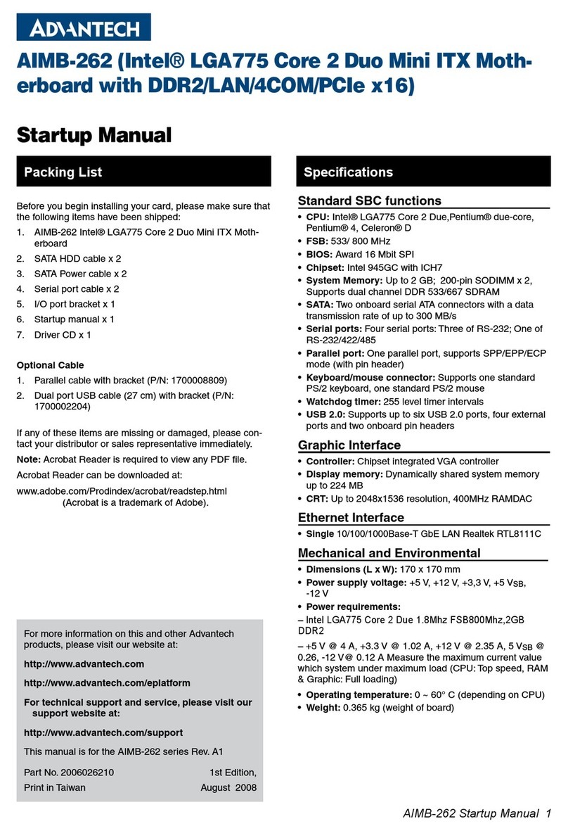 Advantech AIMB-262 Installation and operation manual Advantech AIMB-262 Installation and operation manual