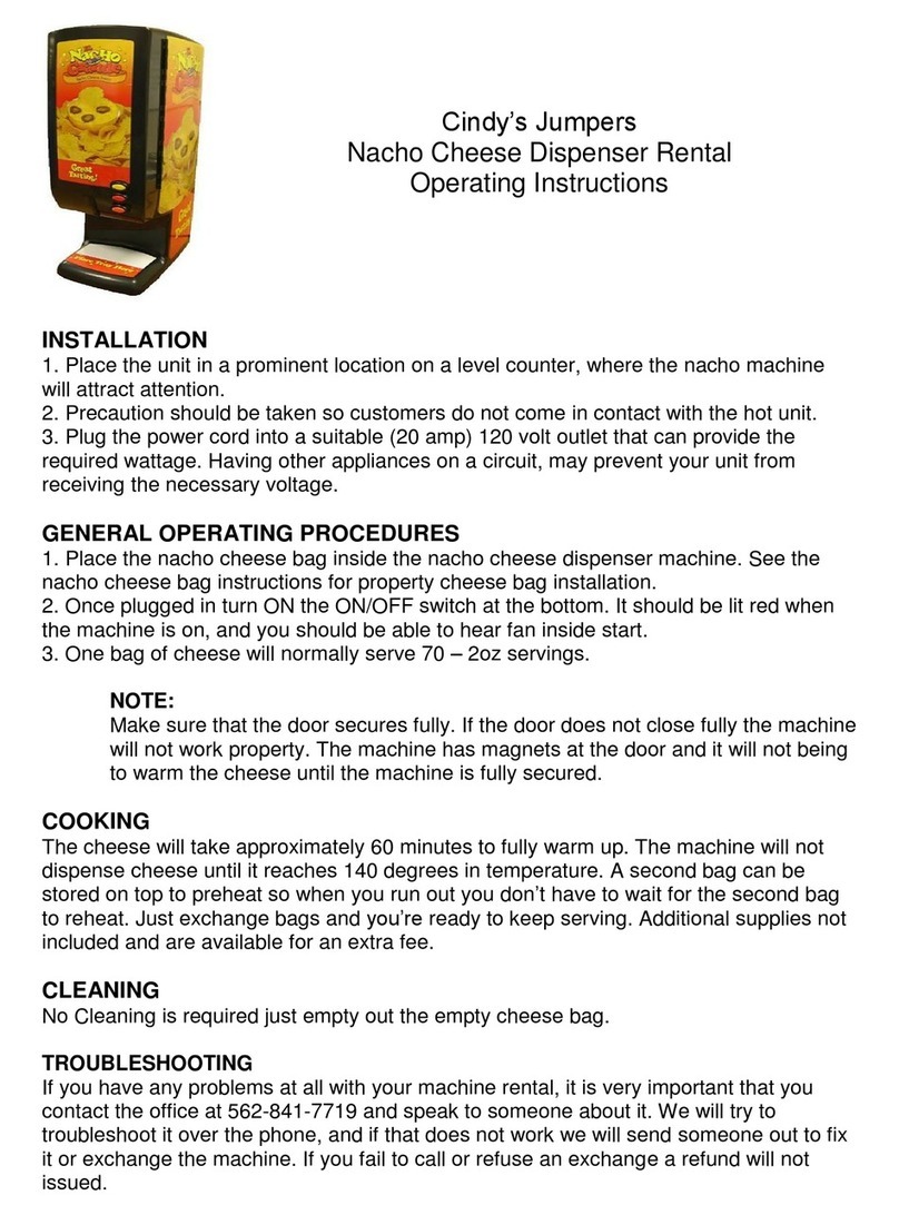 Cindy's Jumpers Nacho Cheese Dispenser operating instructions