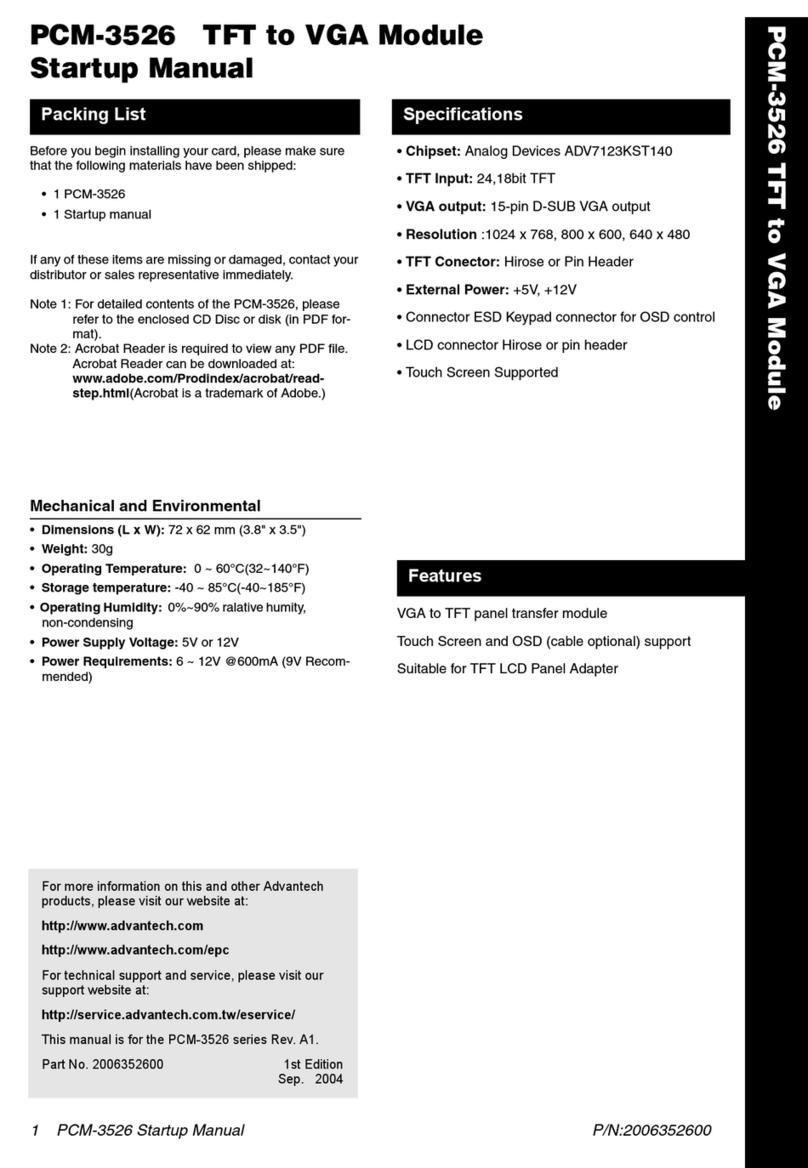 Advantech PCM-3526 Startup manual