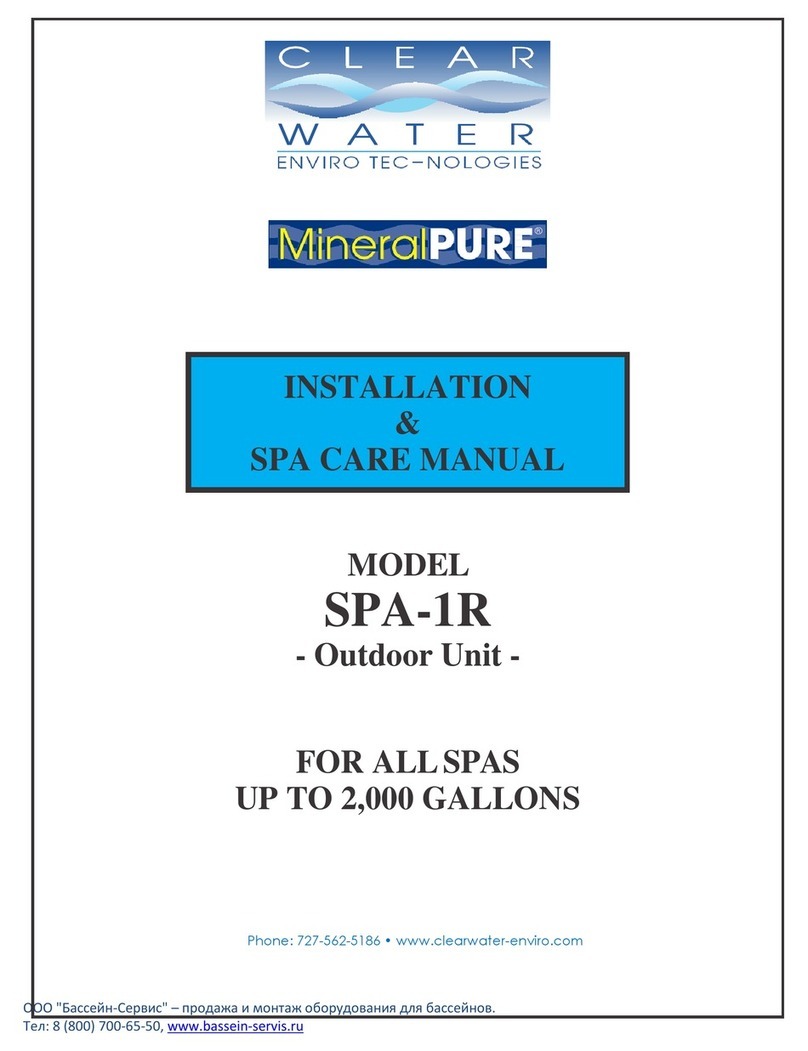 Clearwater Enviro Technologies MineralPURE SPA-1R Installation & Care Manual Clearwater Enviro Technologies MineralPURE SPA-1R Installation & Care Manual