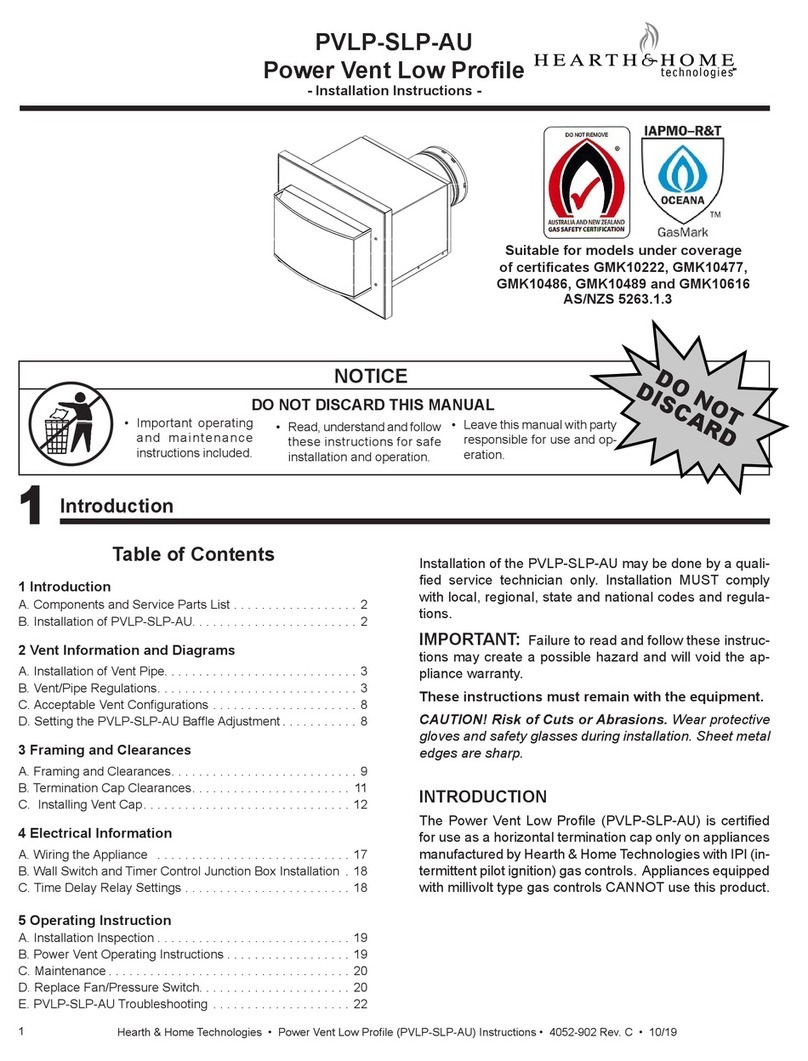 Hearth & Home PVLP-SLP-AU User manual Hearth & Home PVLP-SLP-AU User manual