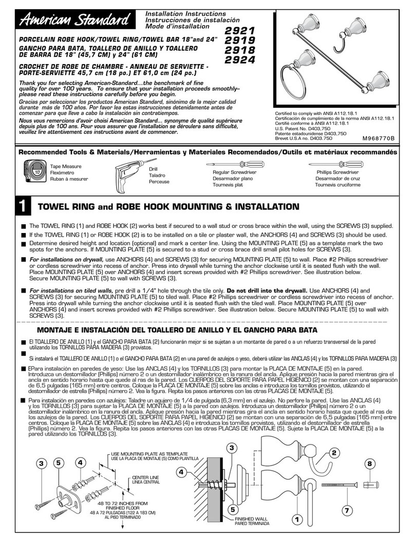American Standard 2921 installation instructions
