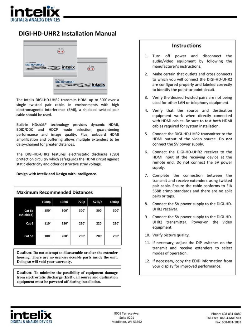 Intelix DIGI-HD-UHR2-R installation manual