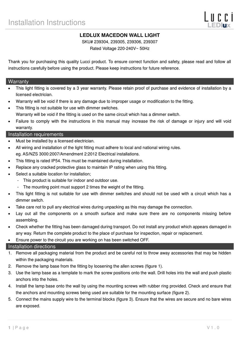 Lucci LEDlux Macedon Wall Light installation instructions