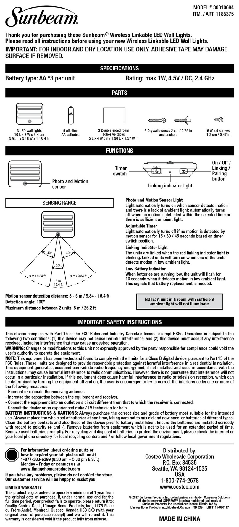 Sunbeam 30310684 instruction manual
