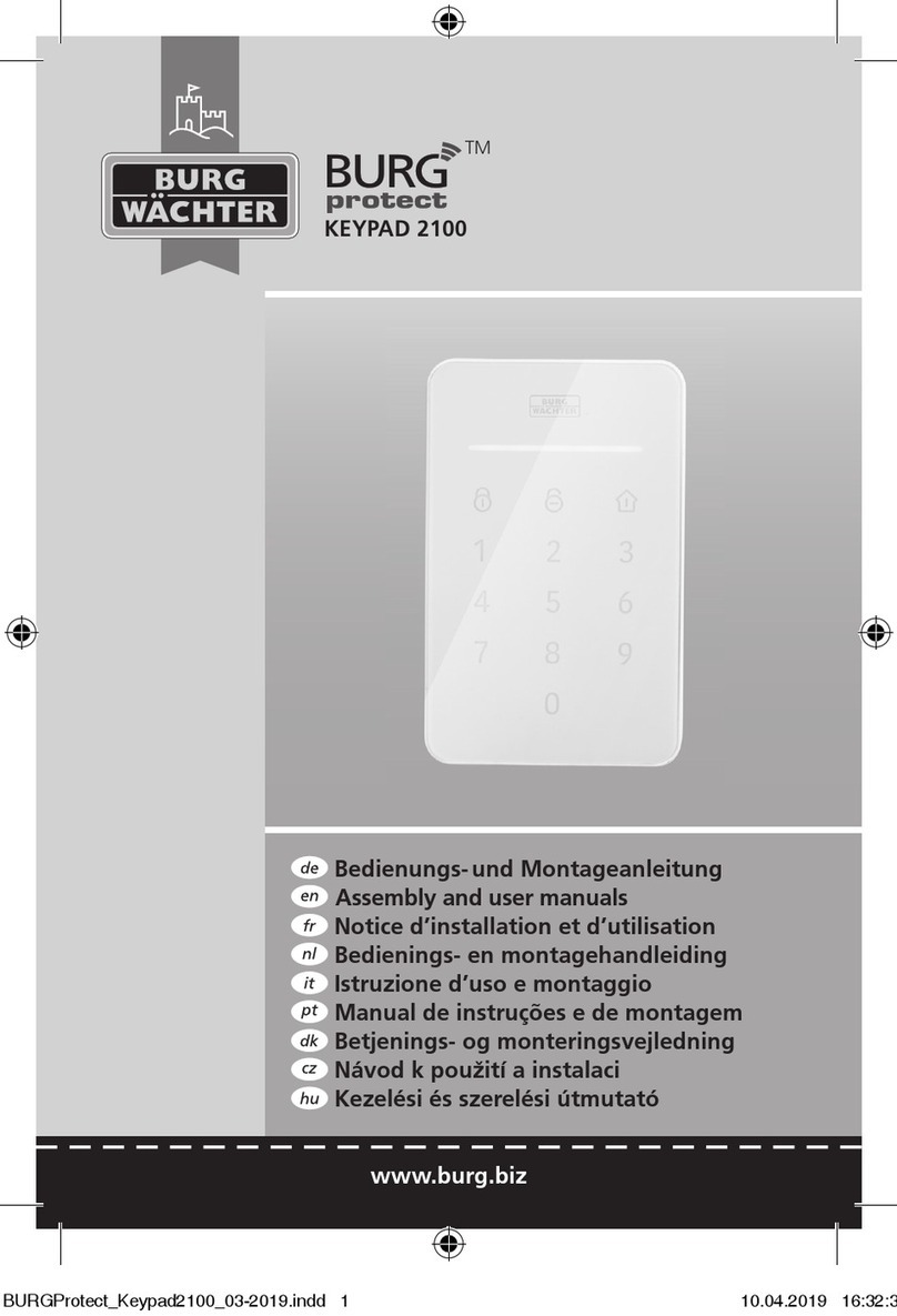 Burg Wächter Burg Protect Keypad 2100 Assembly and user manuals Burg Wächter Burg Protect Keypad 2100 Assembly and user manuals