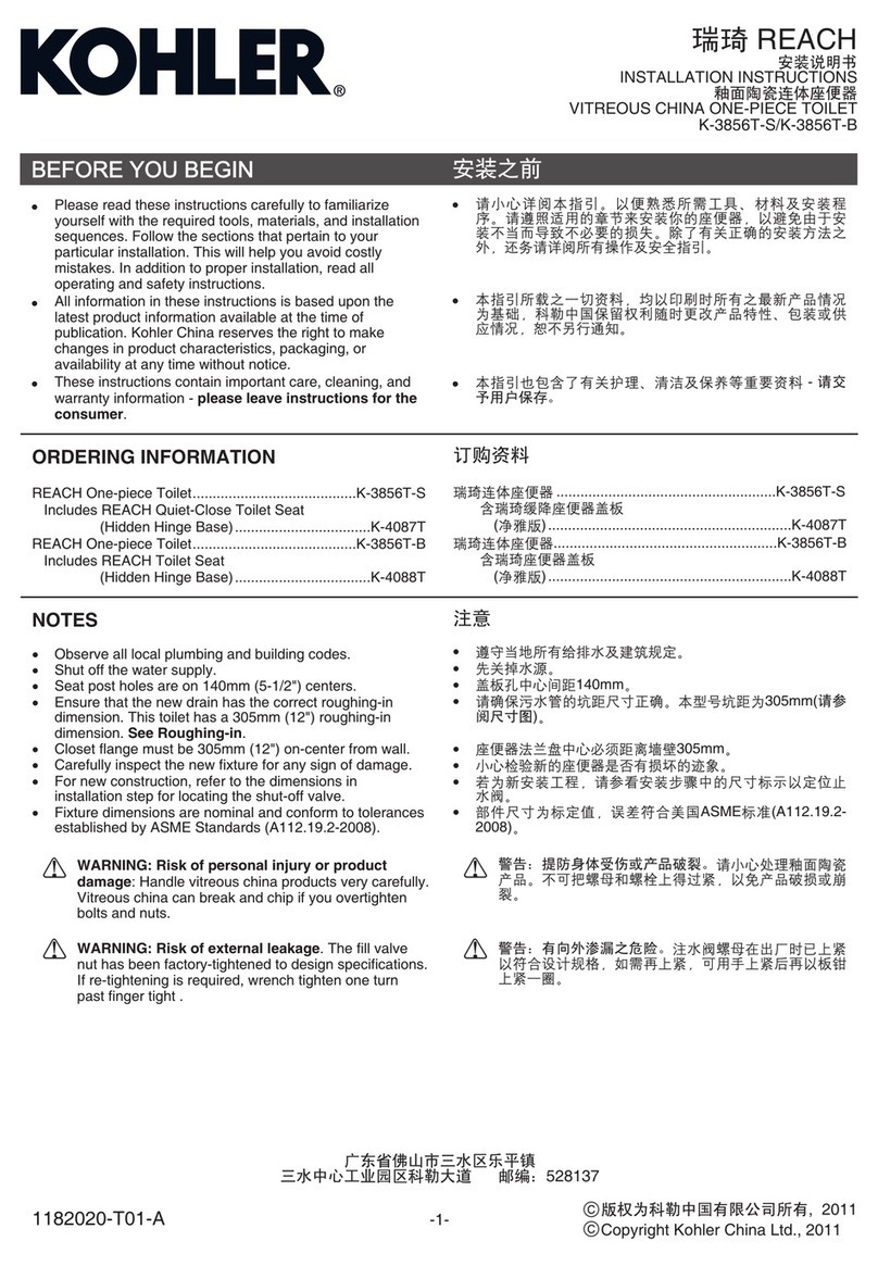Kohler REACH K-3856T-S User manual Kohler REACH K-3856T-S User manual
