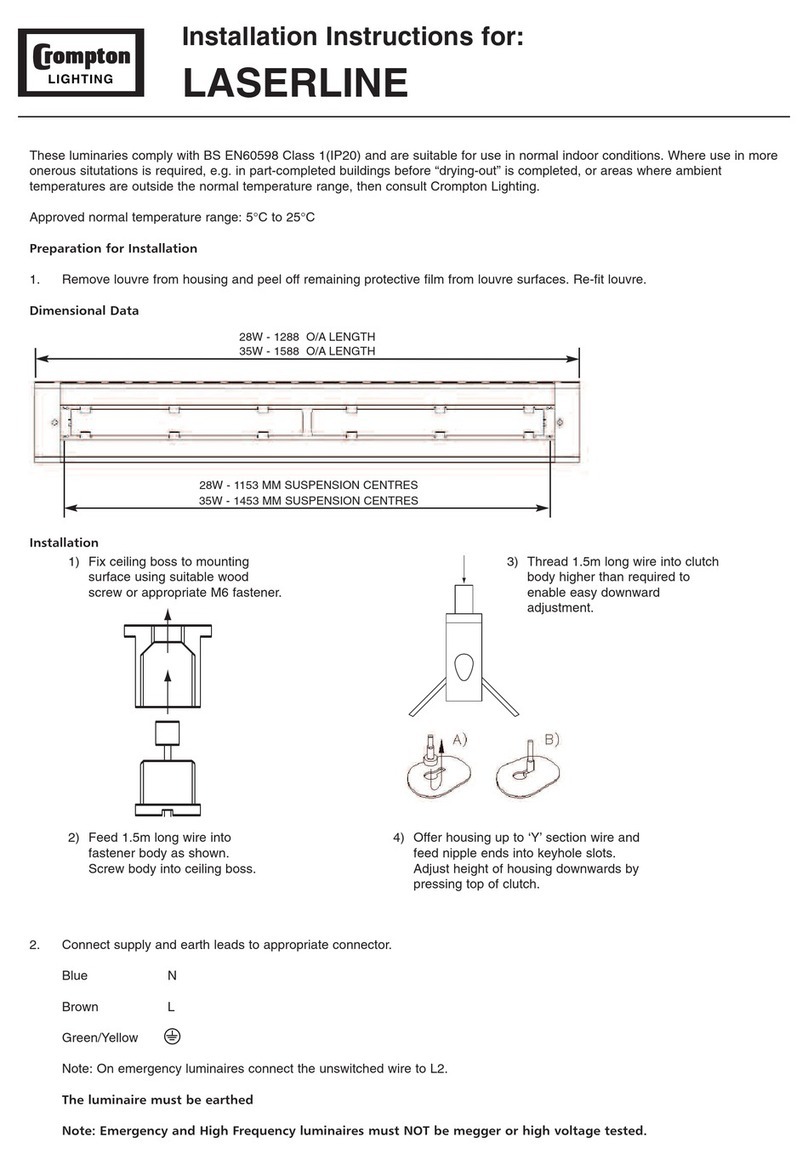 Crompton Lighting LASERLINE installation instructions Crompton Lighting LASERLINE installation instructions