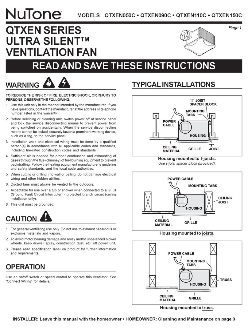 NuTone QTXEN050C Series User manual