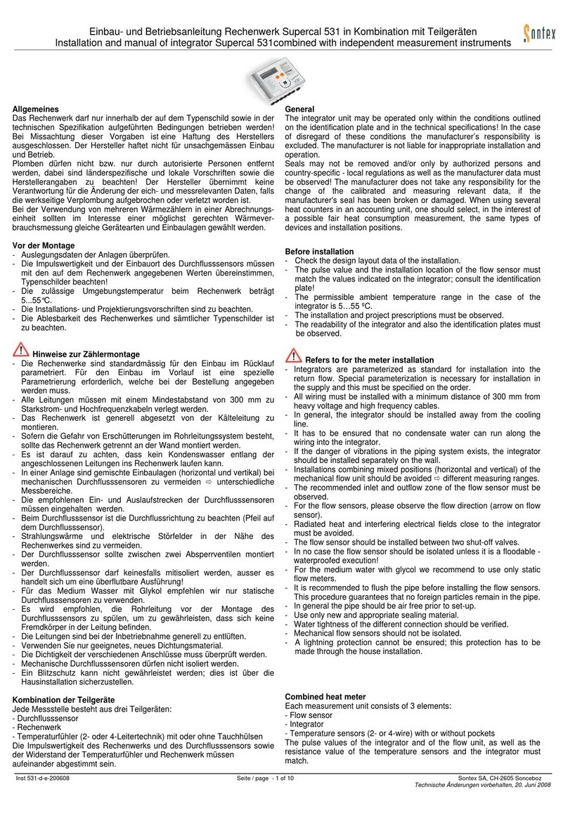 Sontex Supercal 531 User manual