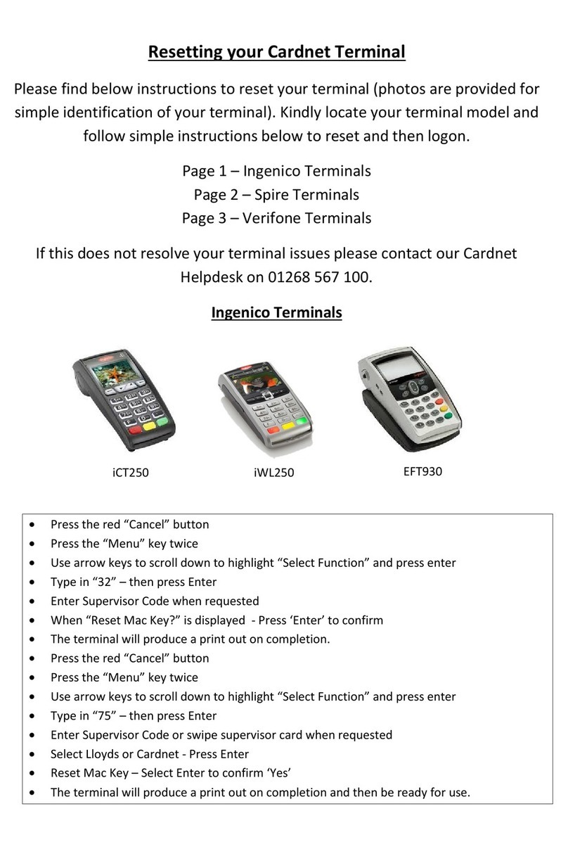 Cardnet Ingenico Series Resetting guide