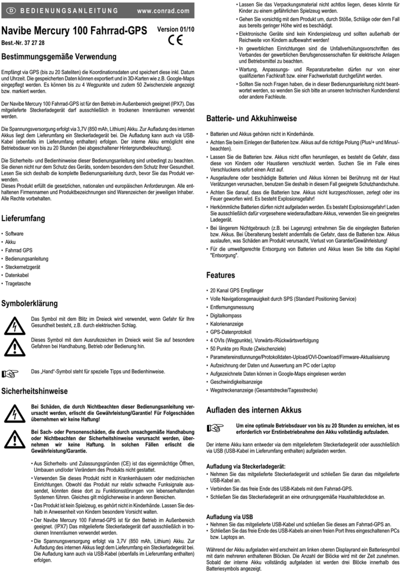 Navibe Mercury 100 operating instructions