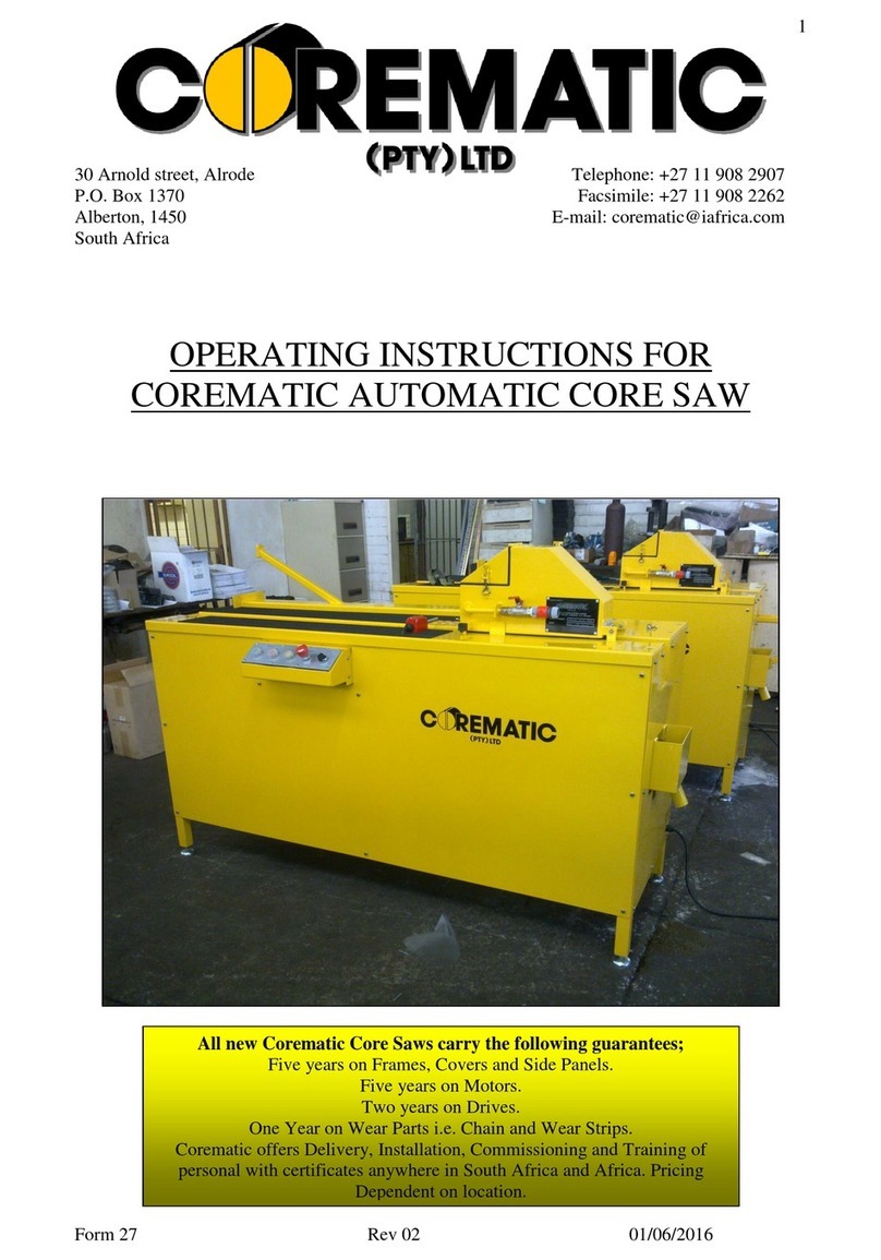 Corematic Automatic Core Saw operating instructions Corematic Automatic Core Saw operating instructions