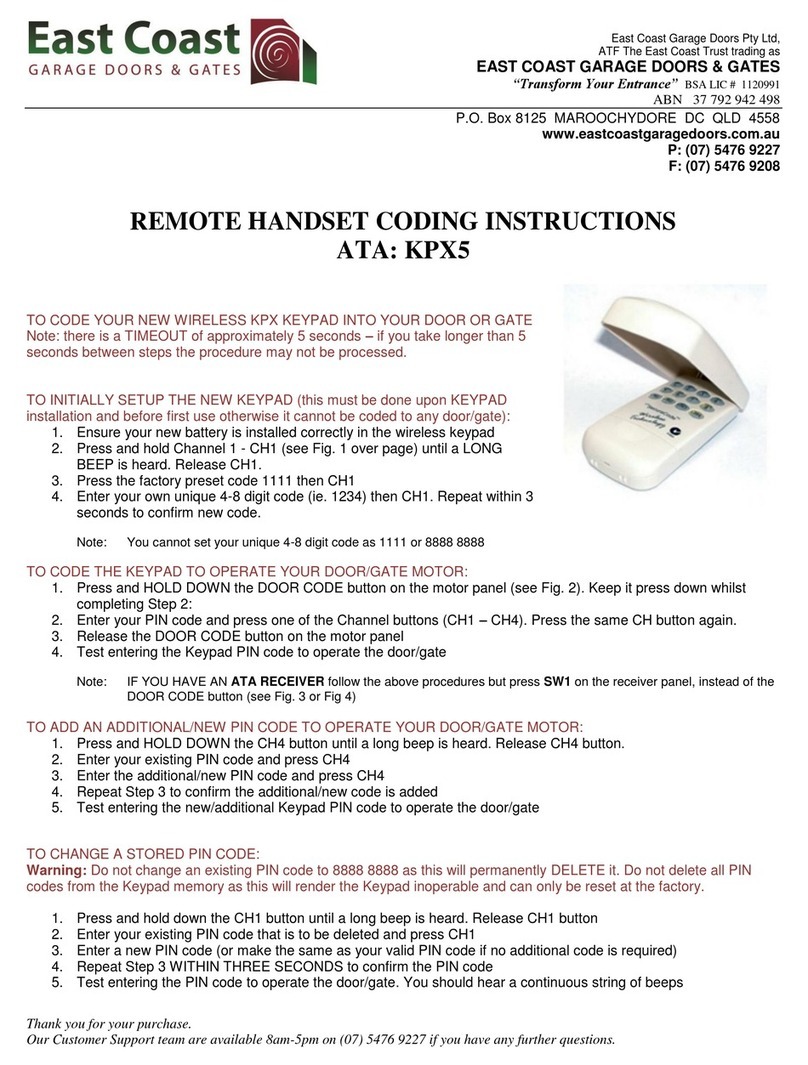 ATA SecuraCode KPX5 instructions