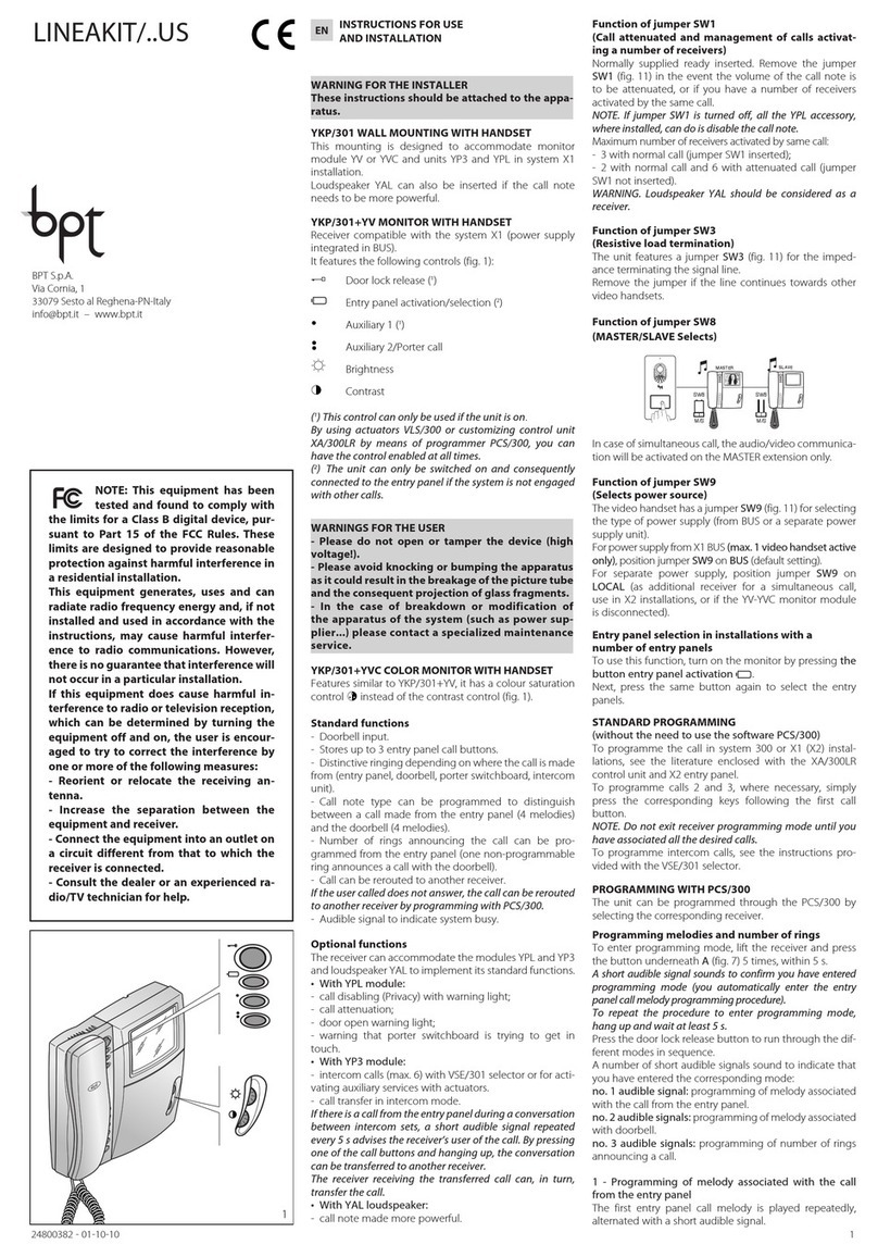 Bpt LINEAKIT Operation manual