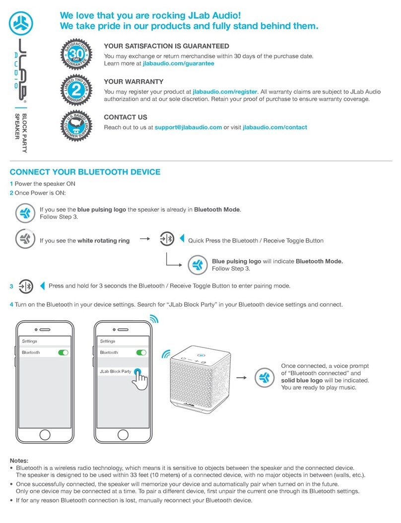 JLab Audio BLOCK PARTY quick start guide