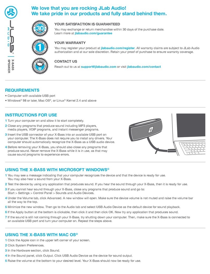 JLab Audio X-BASS quick start guide