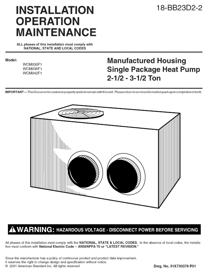 American Standard WCM030F1 Installation operation & maintenance