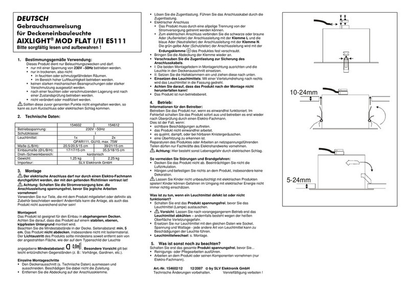 SLV Elektronik AIXLIGHT MOD FLAT I ES111 User manual
