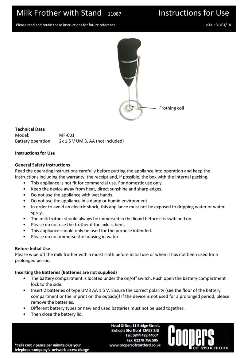 Coopers of Stortford MF-001 Instructions for use Coopers of Stortford MF-001 Instructions for use