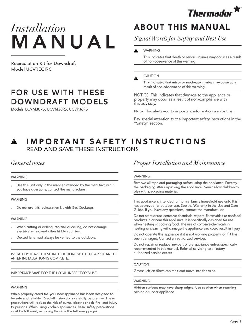 Thermador UCVRECIRC installation manual