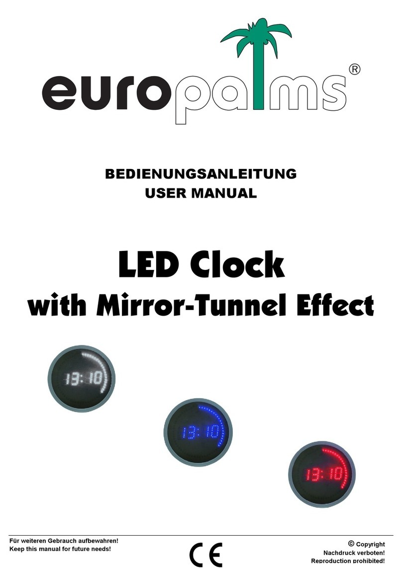 Europalms LED Clock with Mirror-Tunnel Effect user manual