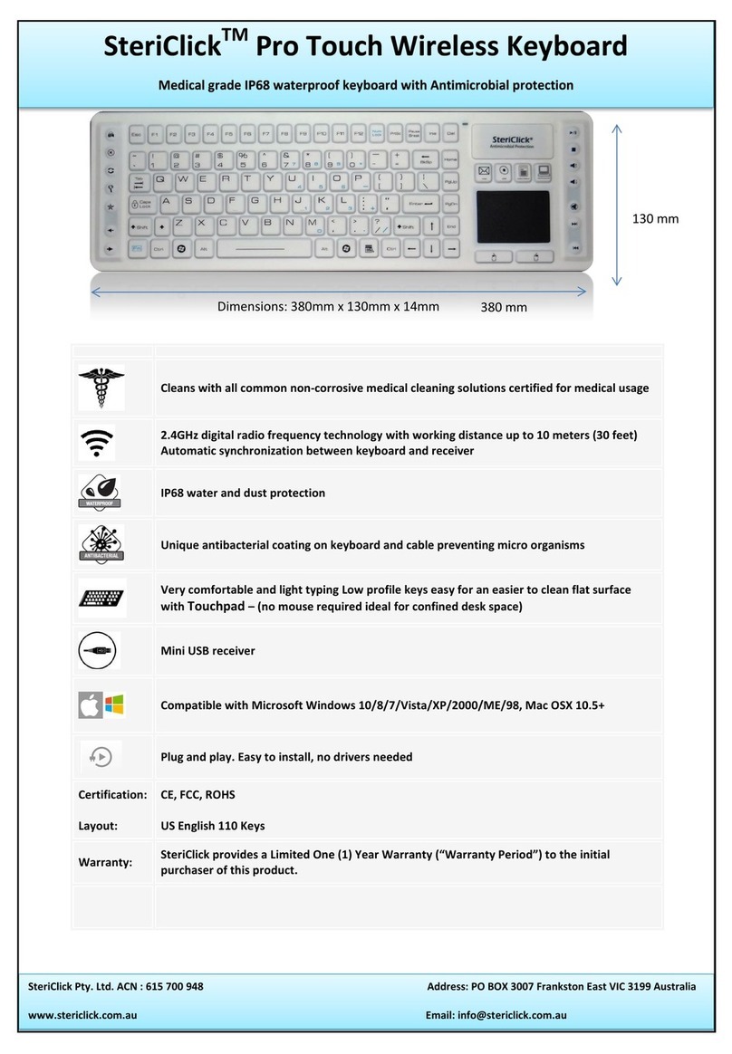SteriClick Pro Touch Wireless Keyboard quick start guide