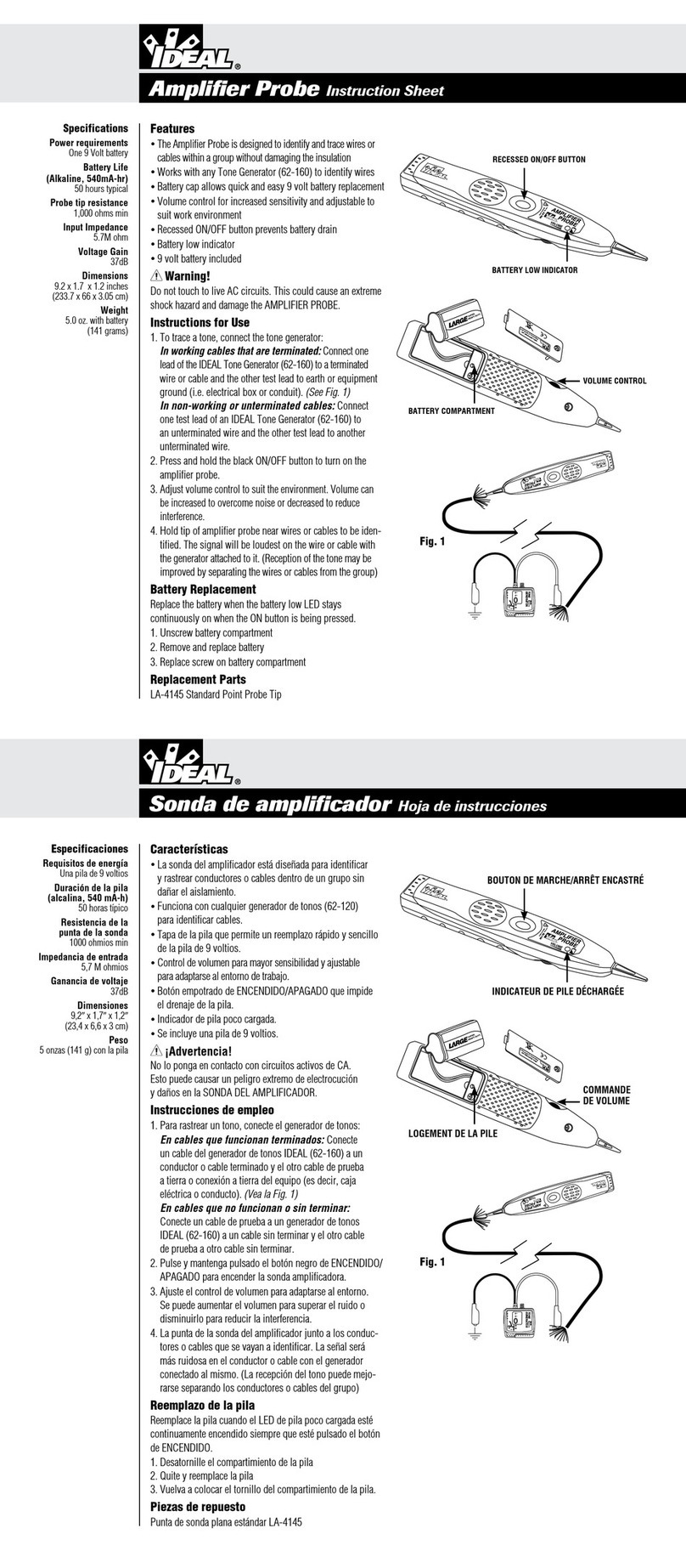 IDEAL Amplifier Probe instruction sheet