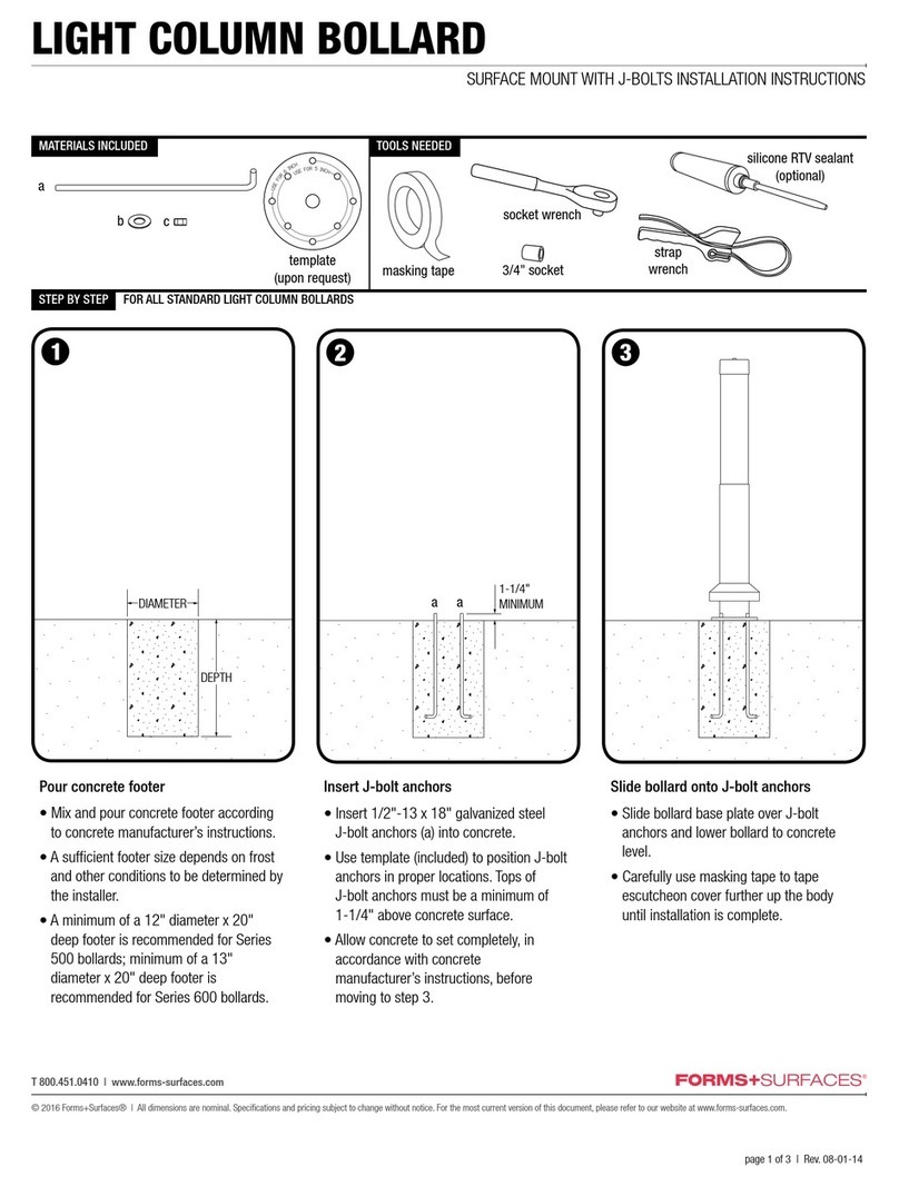 Forms + Surfaces LIGHT COLUMN BOLLARD installation instructions