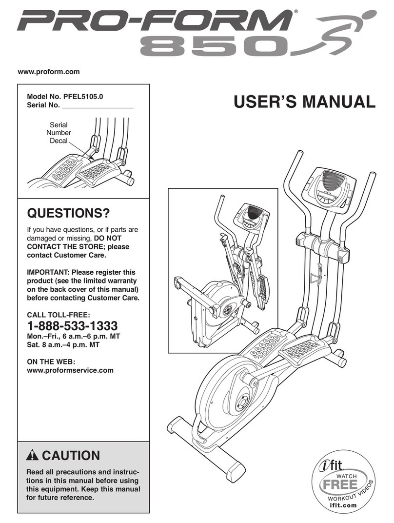 Pro-Form 850 Elliptical User manual Pro-Form 850 Elliptical User manual