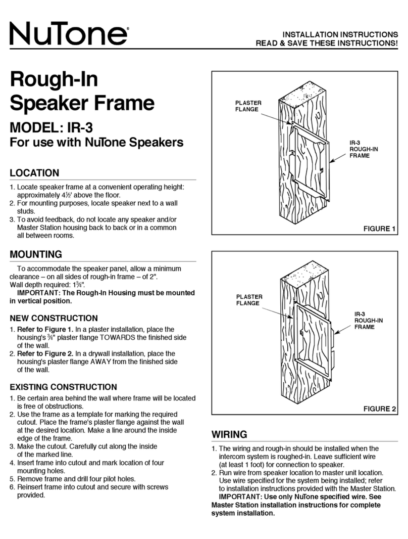 NuTone Rough0In IR-3 User manual
