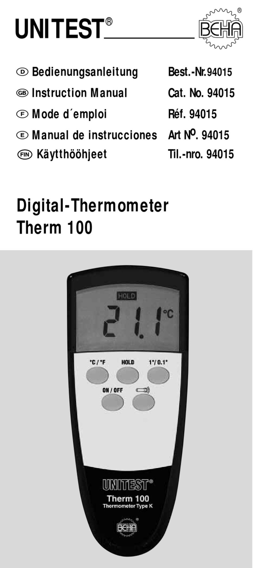BEHA Unitest Therm 100 User manual