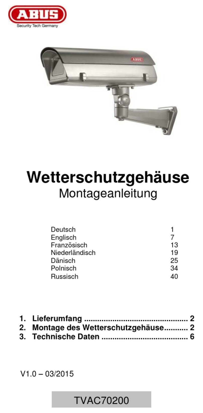 Abus TVAC70200 installation instructions