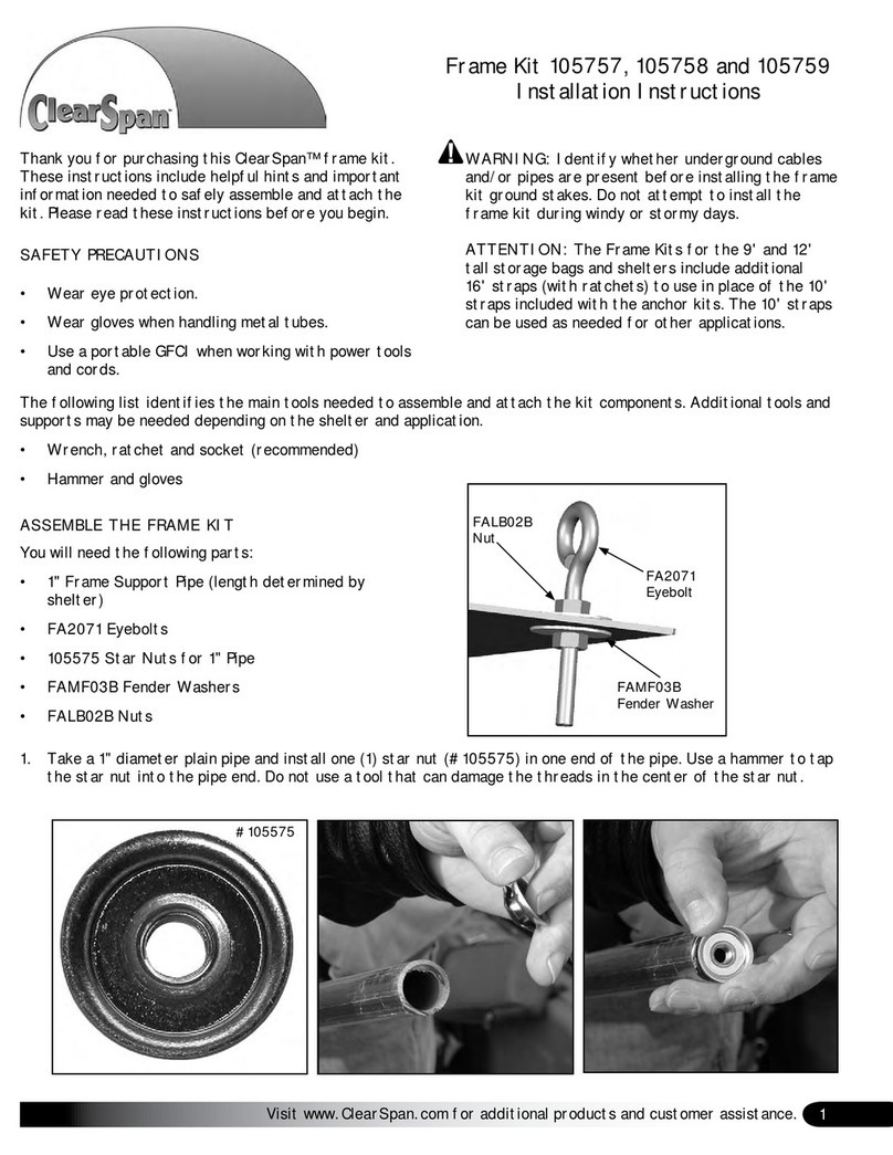 ClearSpan 105757 installation instructions