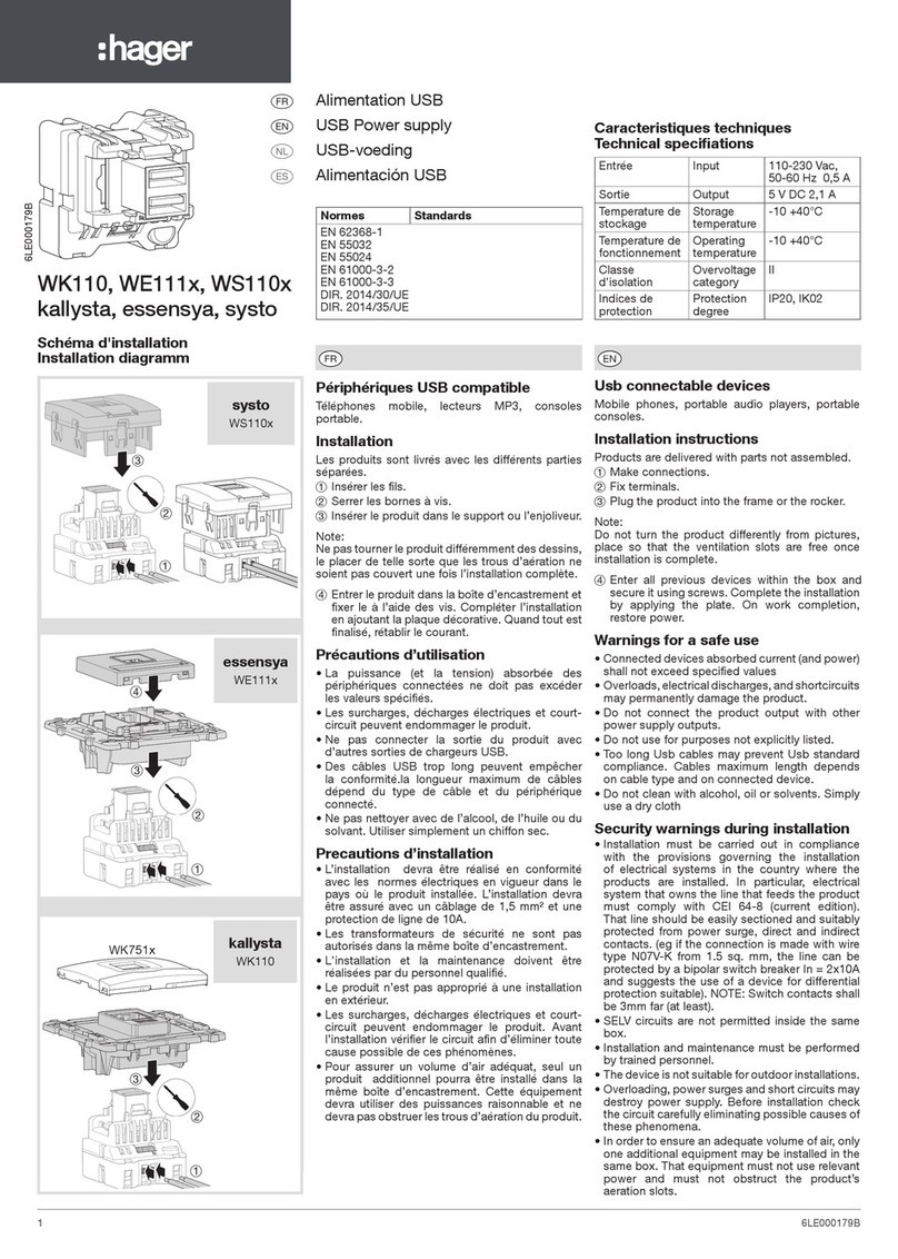 hager Essensya WE111 Series User manual