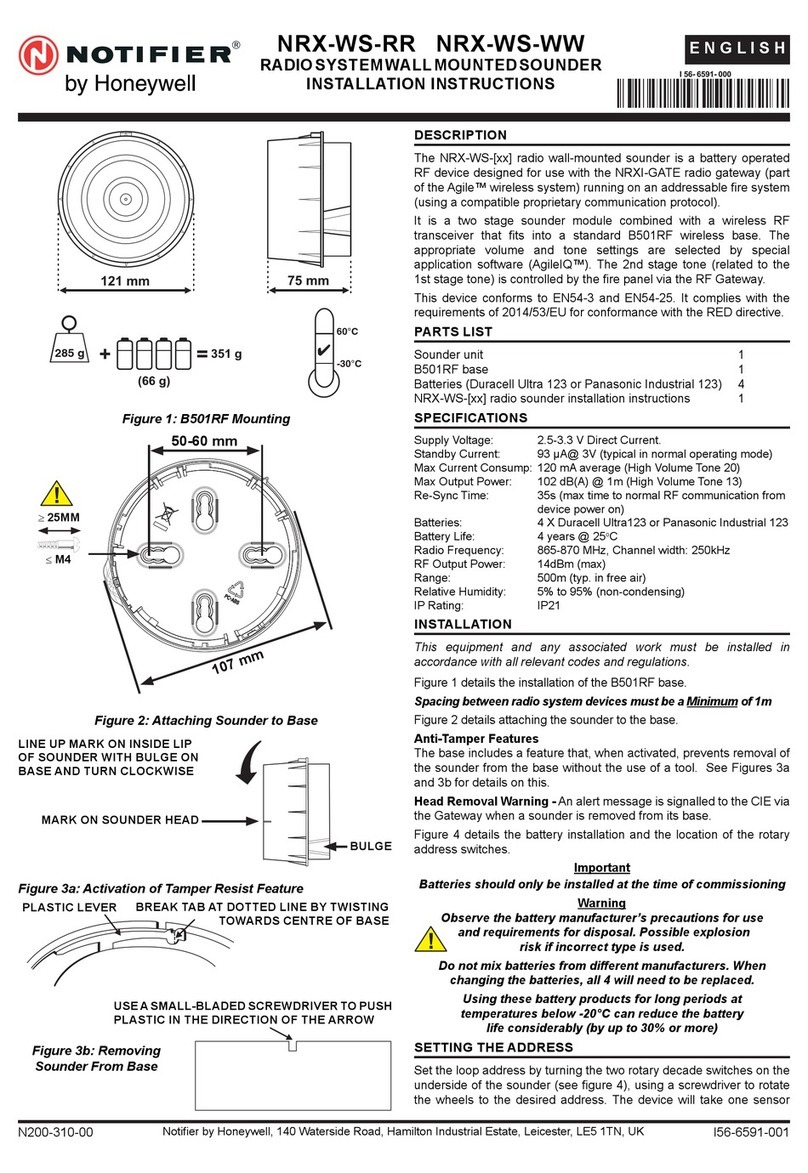 Honeywell NOTIFIER NRX-WS-RR User manual