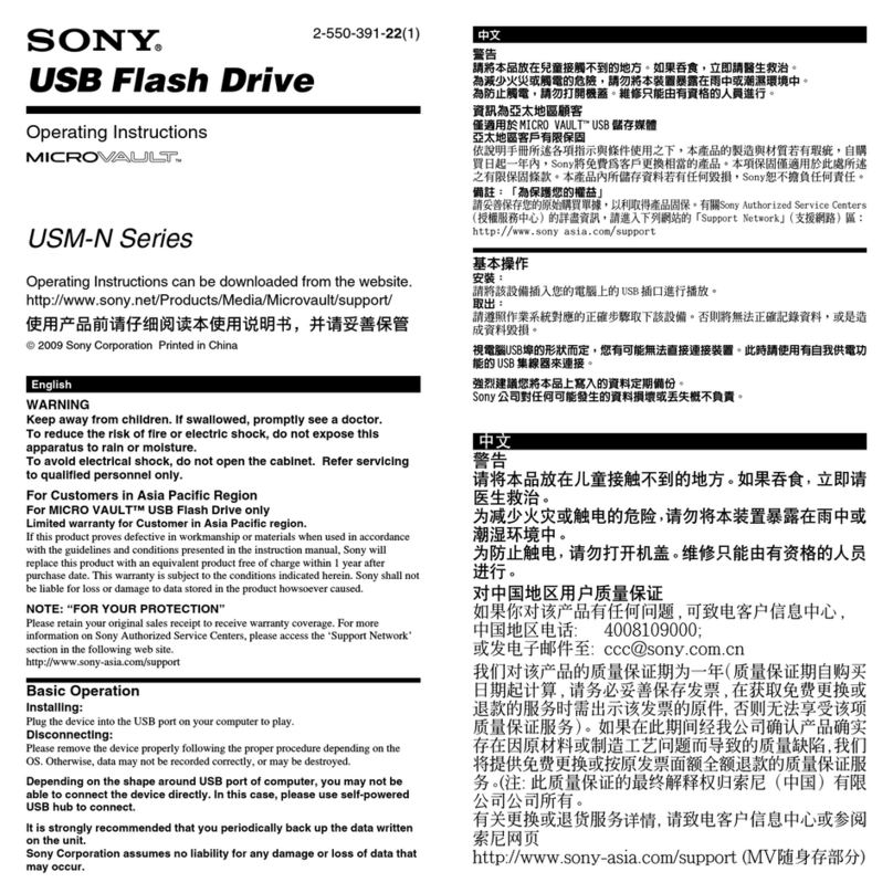 Sony MICROVAULT USM-N Series User manual