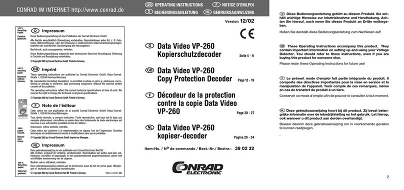 Data Video VP-260 operating instructions