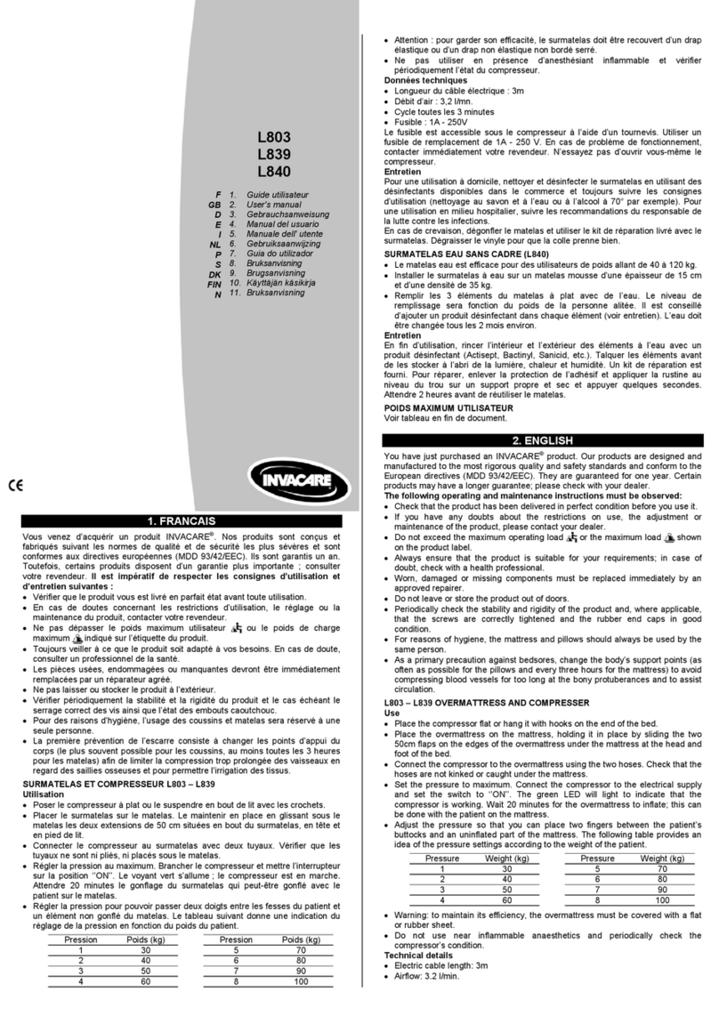 Invacare L839 User manual