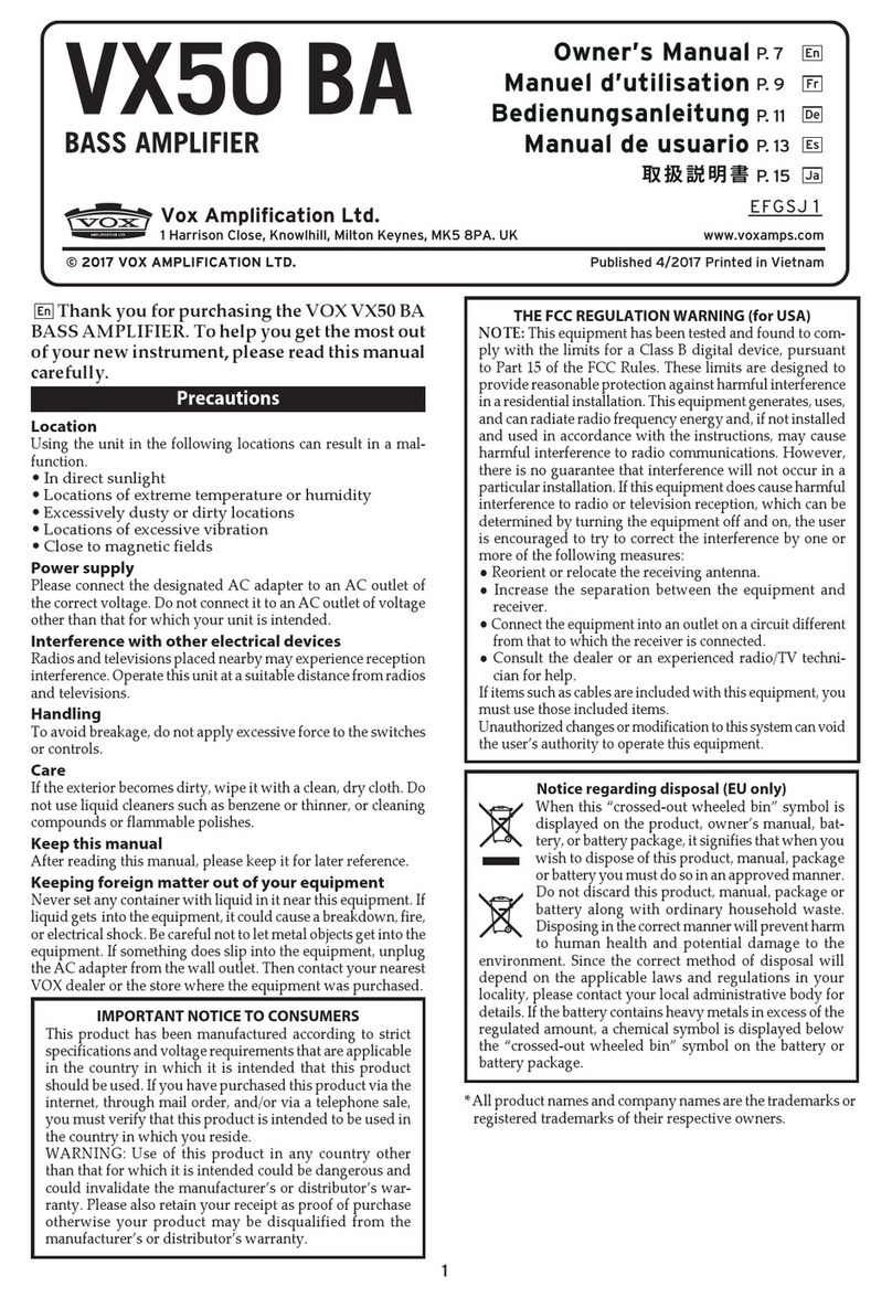 VOX Amplification VX50 BA User manual